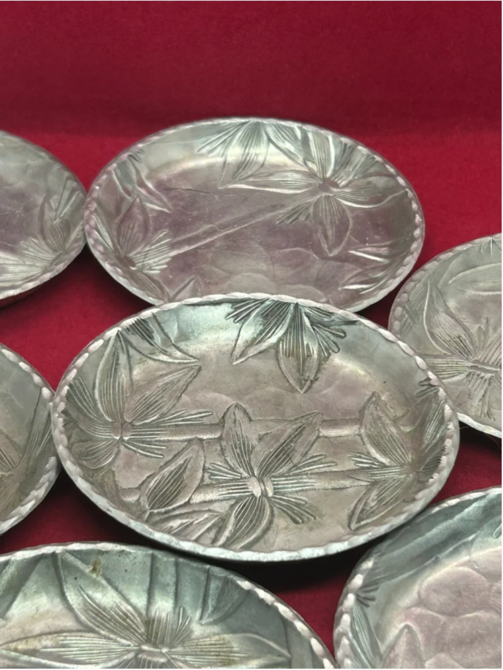 Everlast Forged Aluminum Floral Coaster Set, One Size, Silver